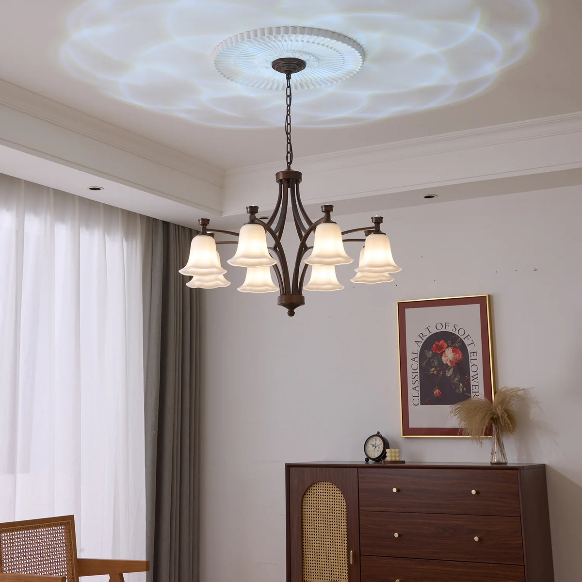 Bronze Bell Glass Chandelier