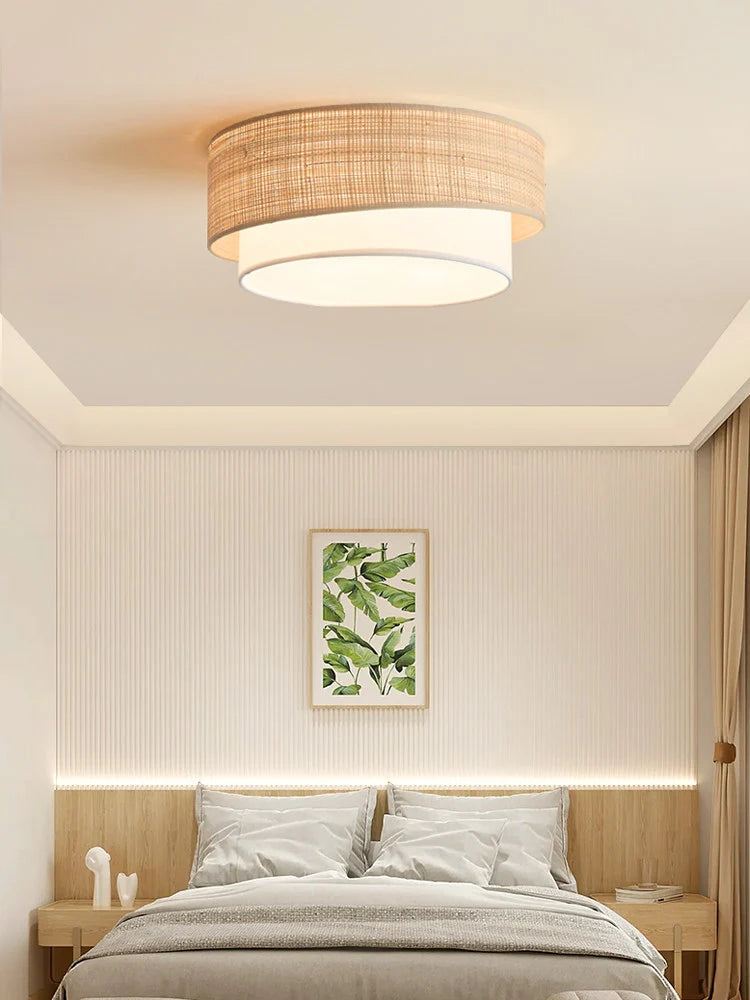Sedge Raffia Flush Mount