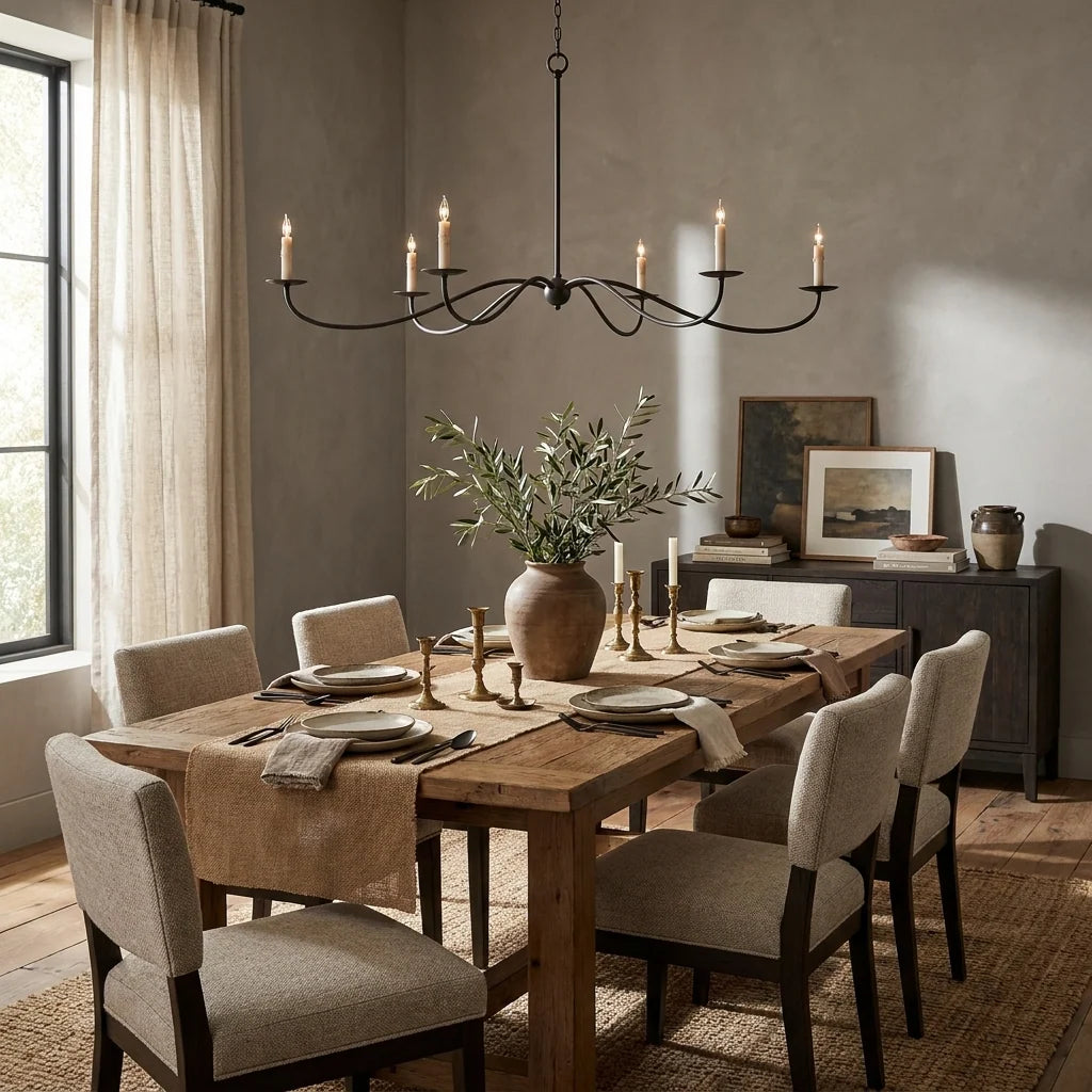 Crescent Wrought Iron Chandelier