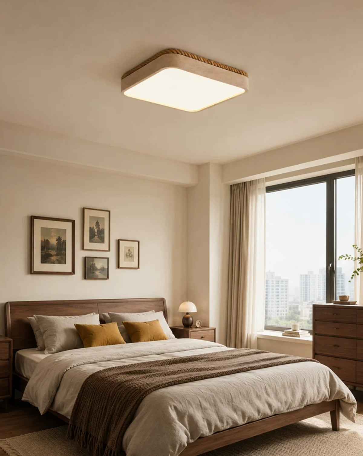 Casement Travertine Flush Mount Light