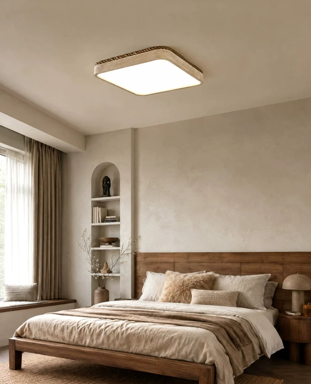 Casement Travertine Flush Mount Light