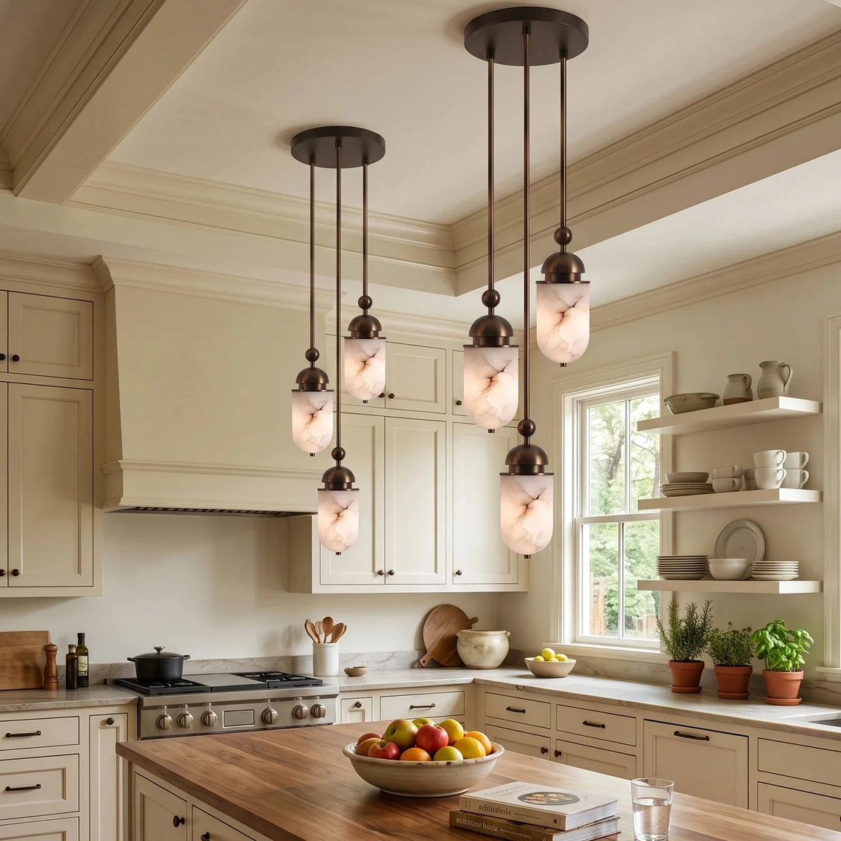 Lozenge Alabaster Rod Pendant Lamp