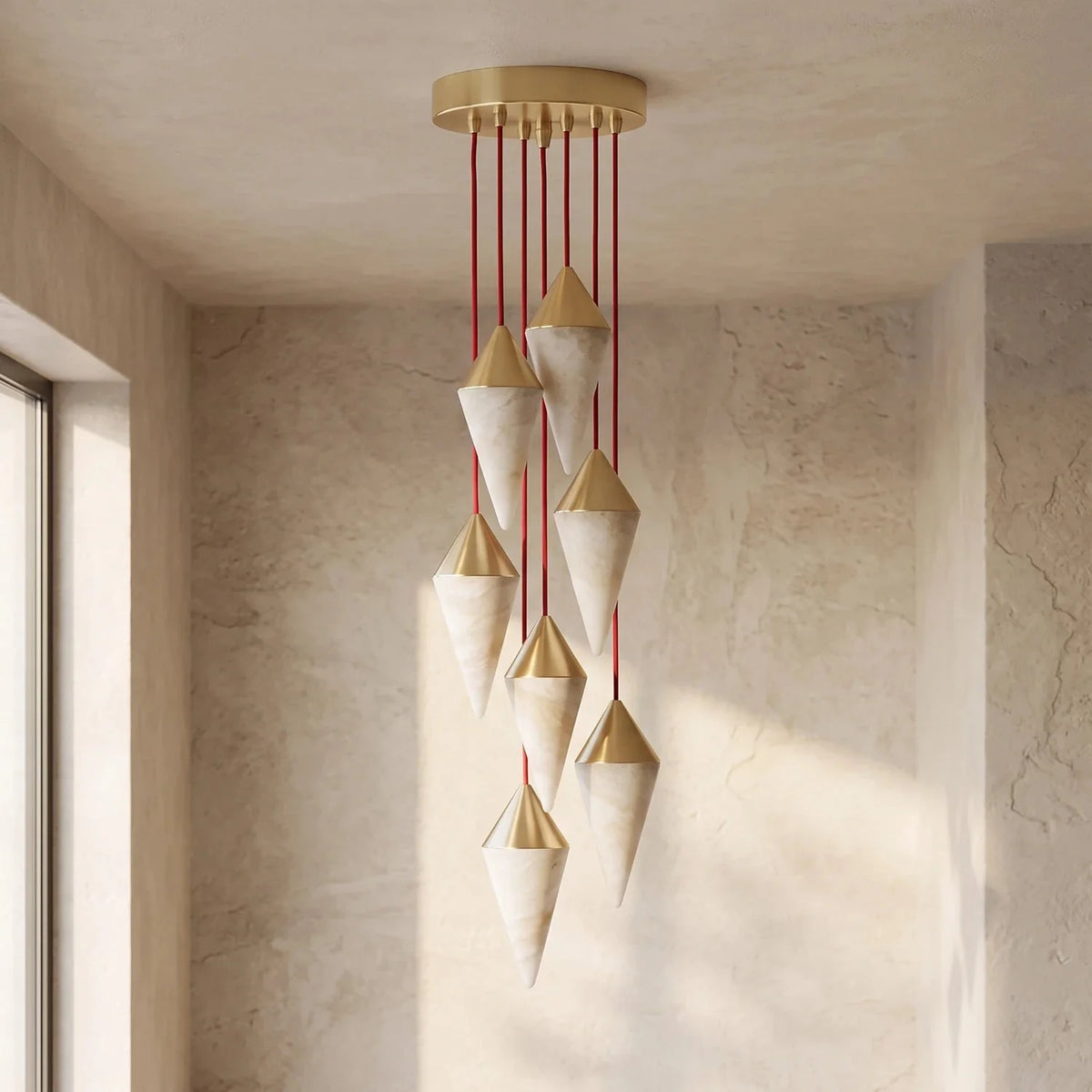 Vertex Faceted Alabaster Drop Chandelier