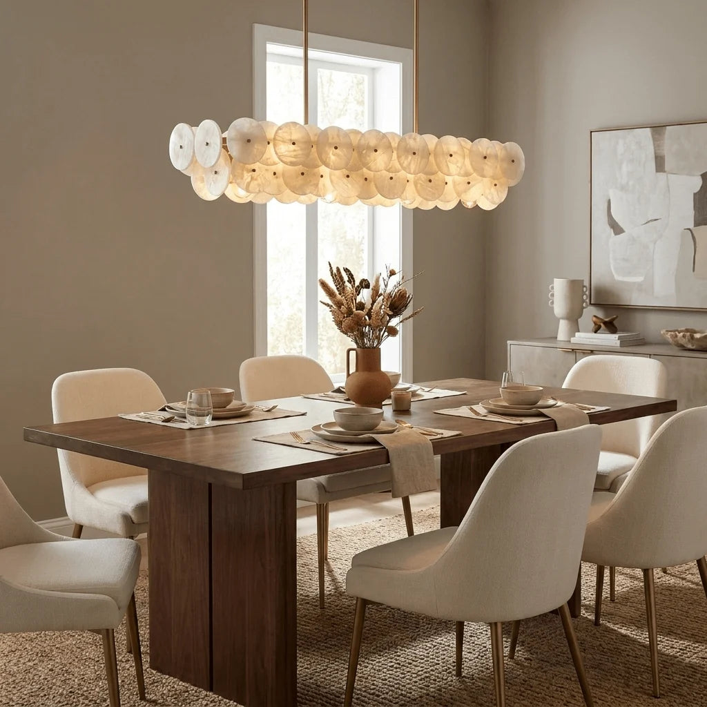 Sorrel Linear Alabaster Disc Chandelier