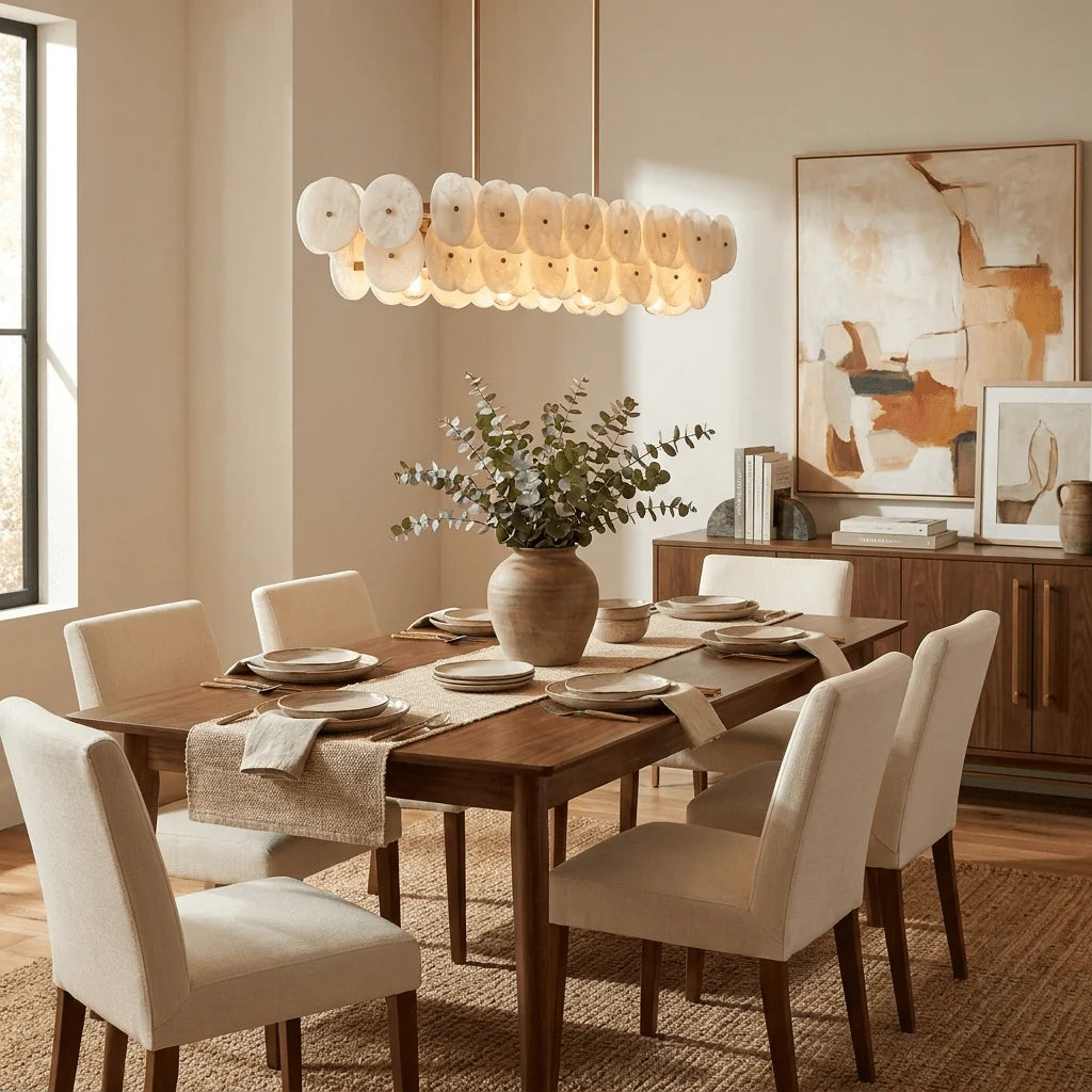 Sorrel Linear Alabaster Disc Chandelier