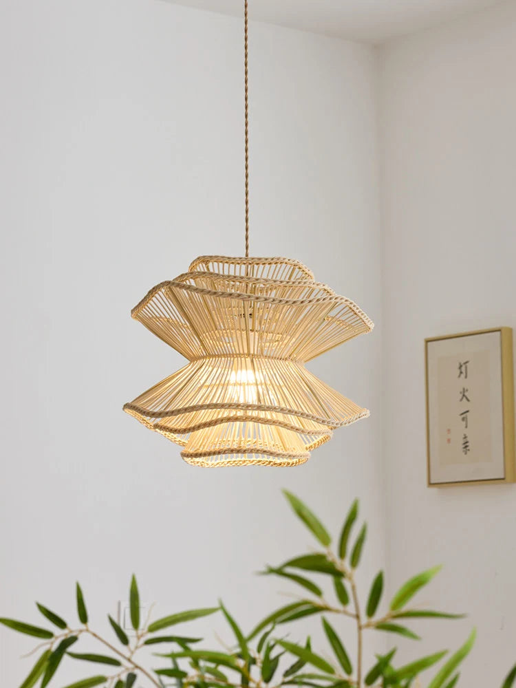 Ripple Tiered Rattan Pendant Lamp