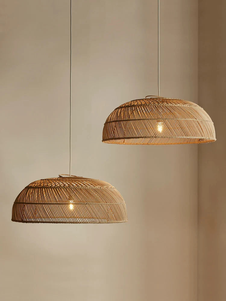 Saucer Woven Rattan Pendant Lamp