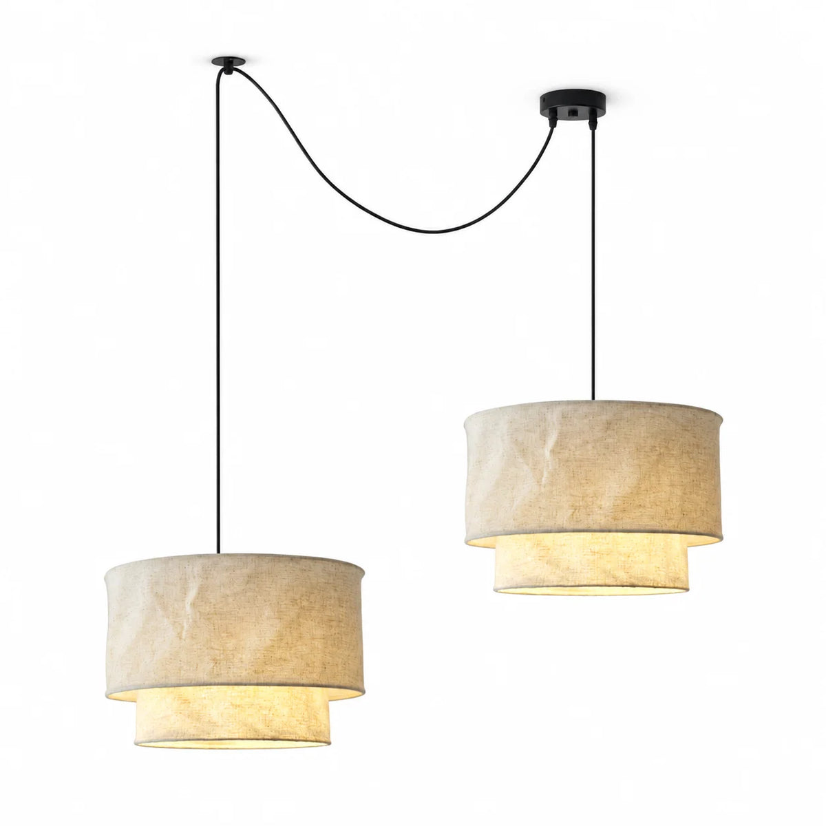 Flax Linen Drum Pendant Lamp
