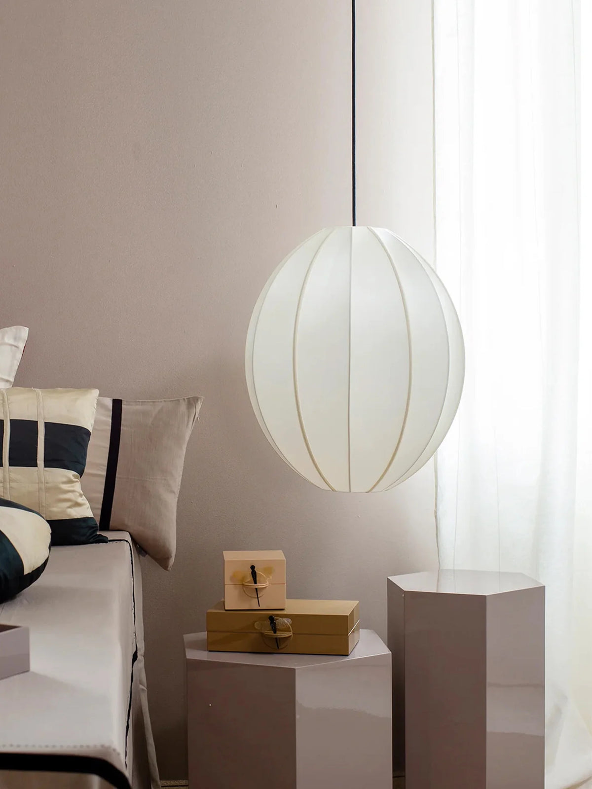 Calabash Ribbed Fabric Pendant Lamp