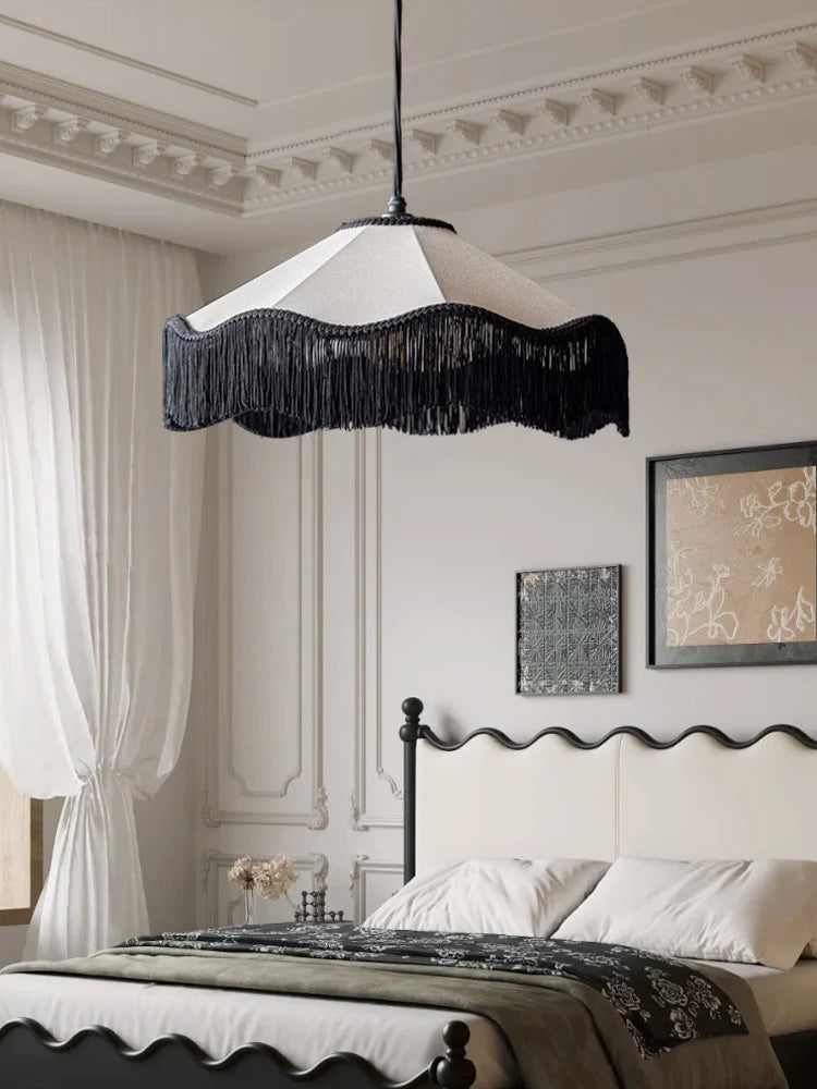 Mantilla Tasseled Fabric Pendant Lamp