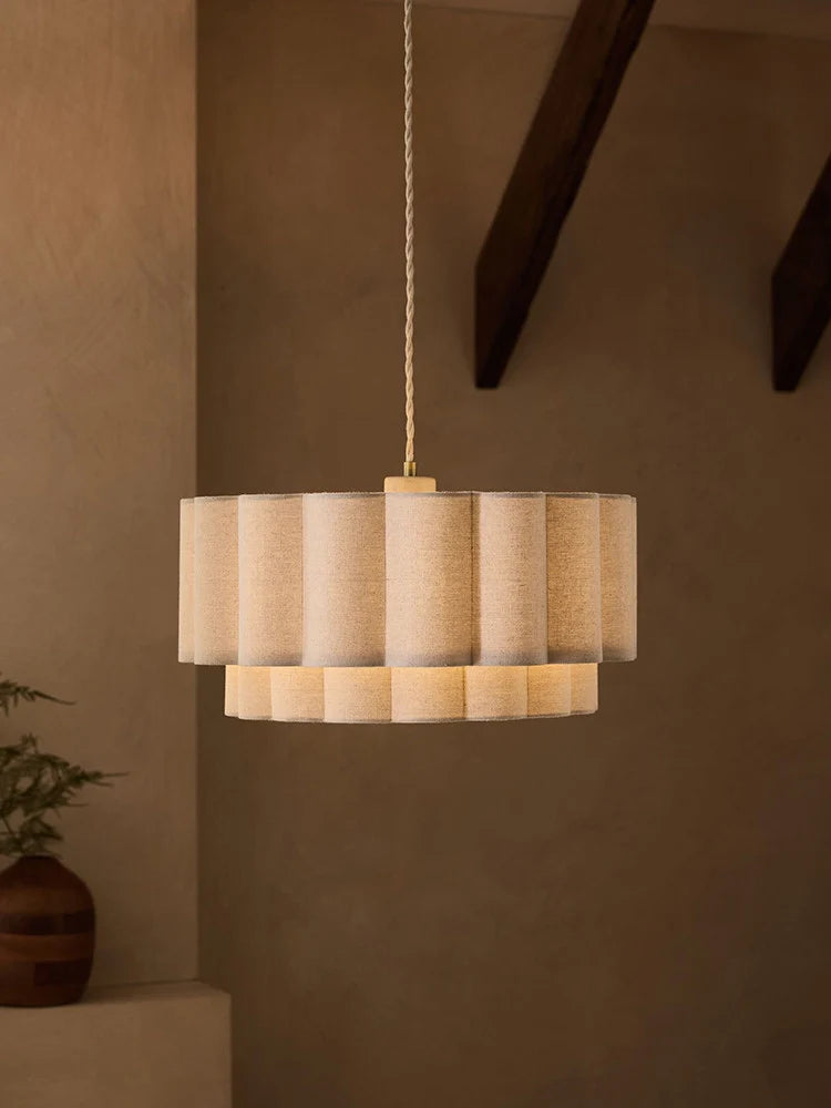 Corolla Fluted Linen Pendant Lamp