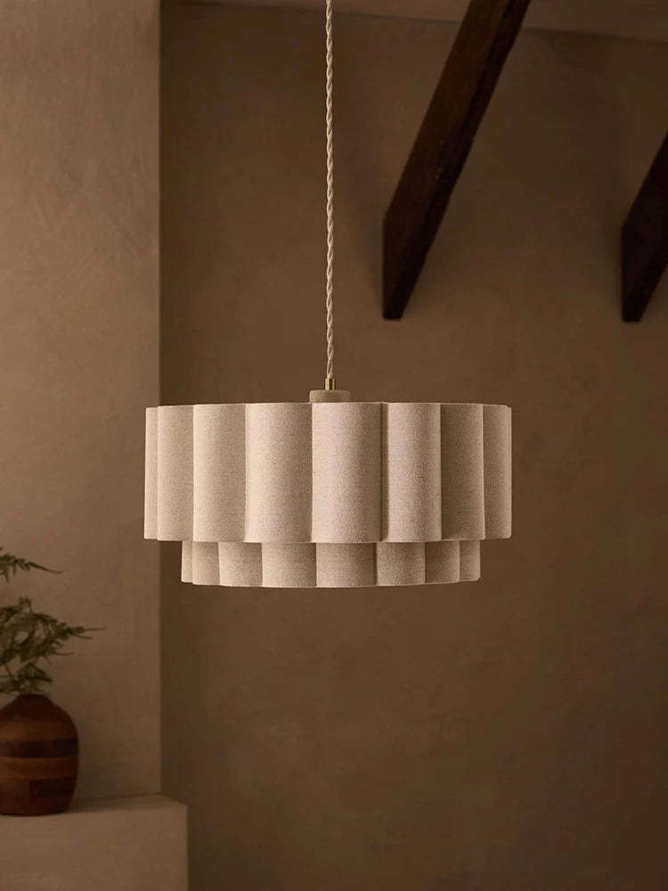 Corolla Fluted Linen Pendant Lamp