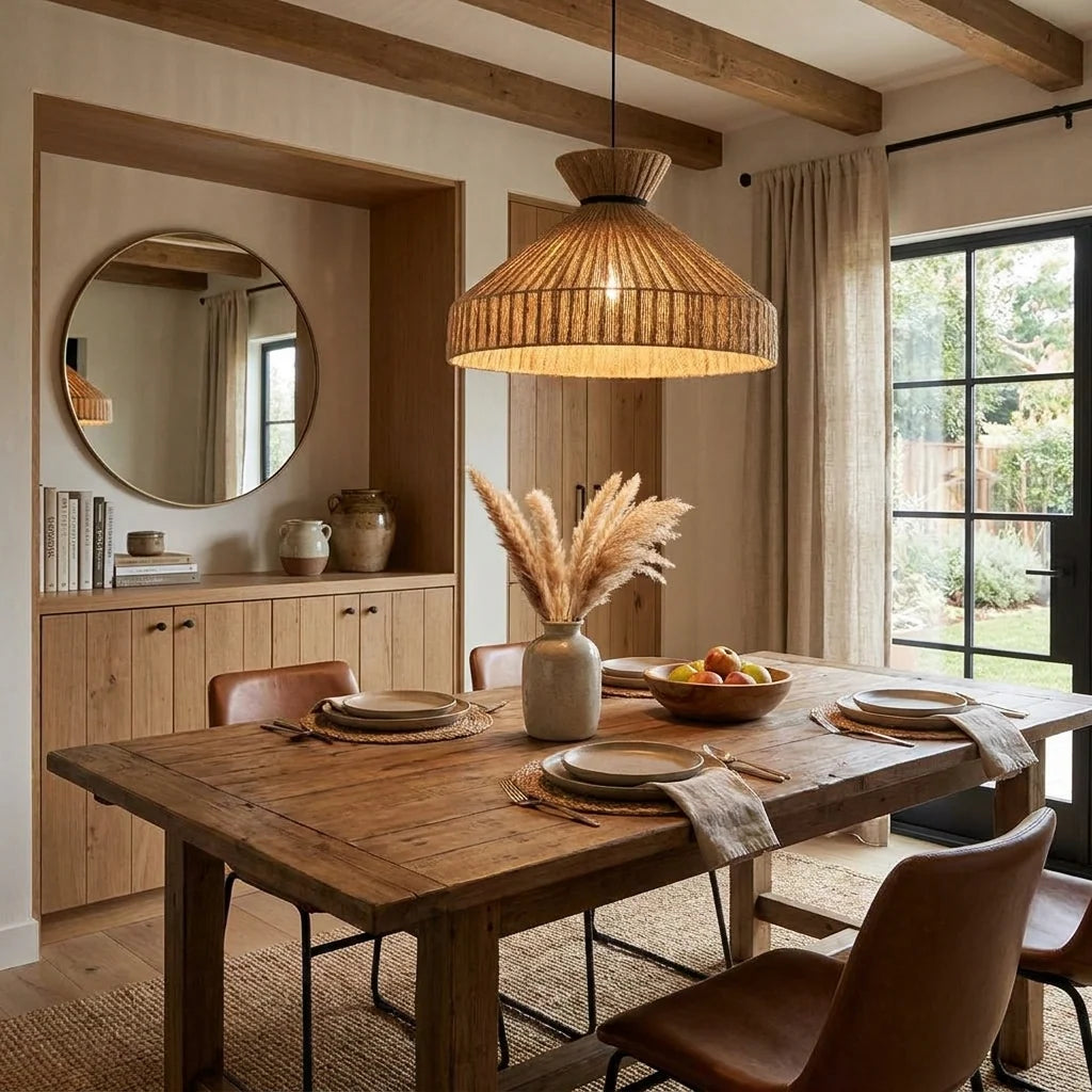 Foxglove Fluted Jute Pendant Lamp
