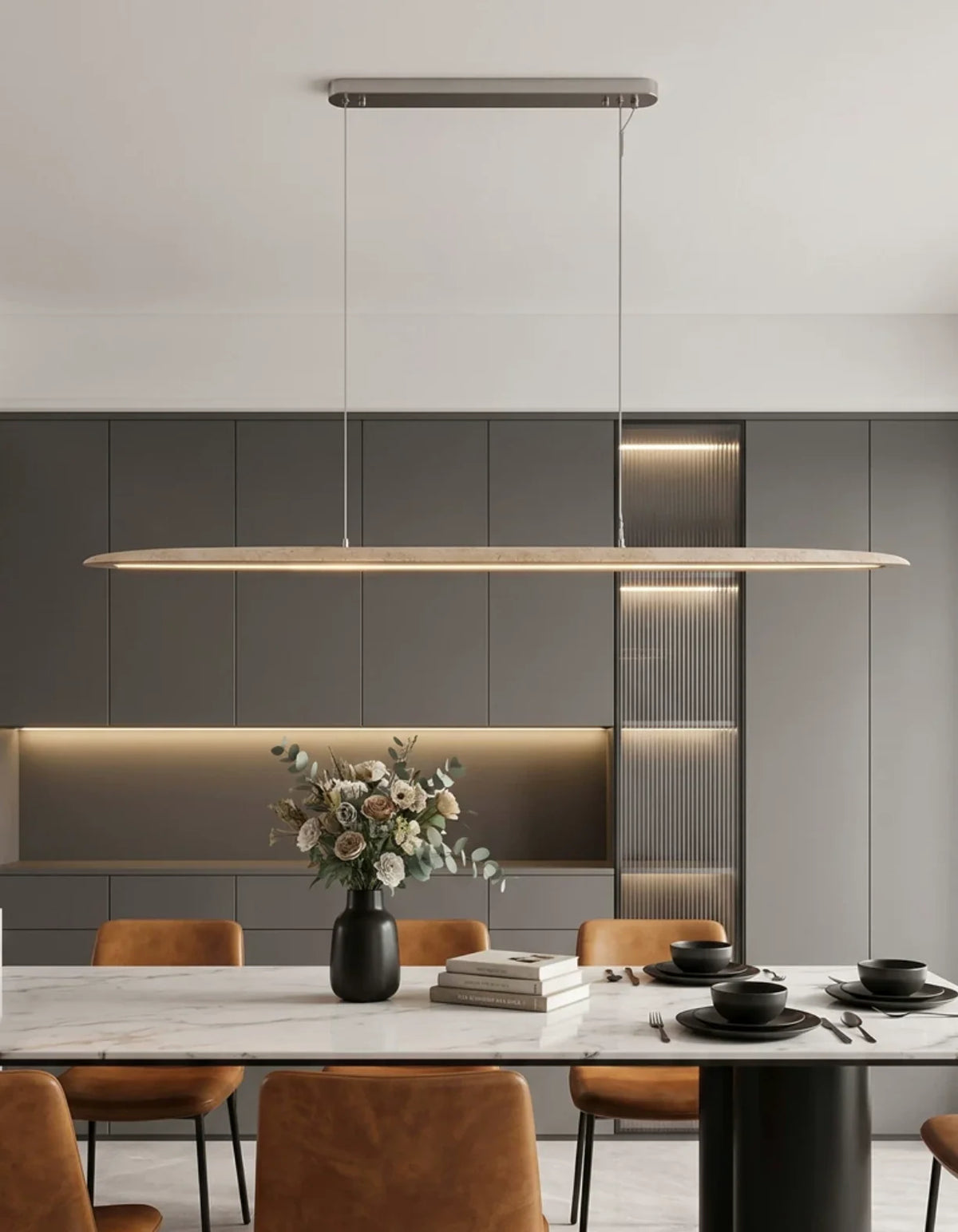 Ledge Travertine Linear Pendant Lamp