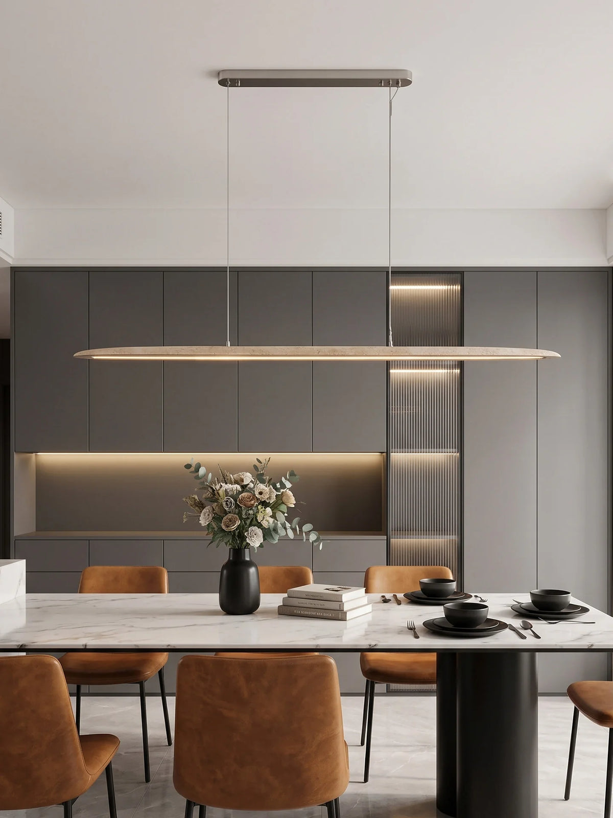 Ledge Travertine Linear Pendant Lamp