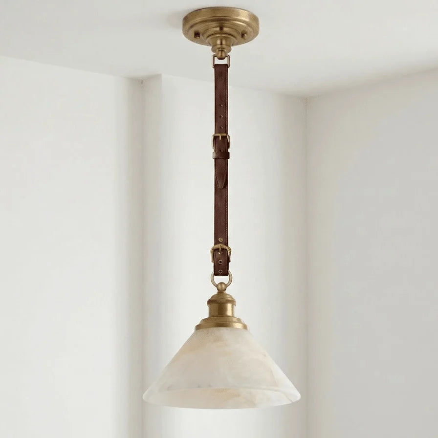 Camden Leather Strap Alabaster Pendant Lamp