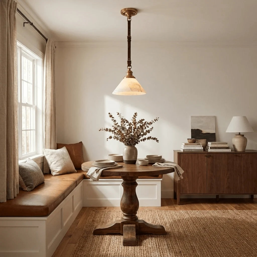 Camden Leather Strap Alabaster Pendant Lamp