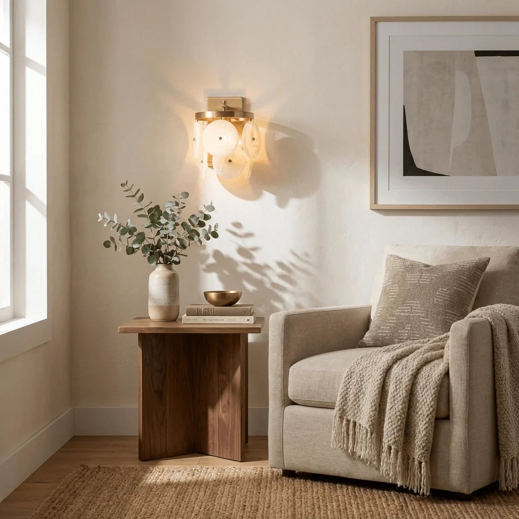 Rosette Alabaster Disc Sconce