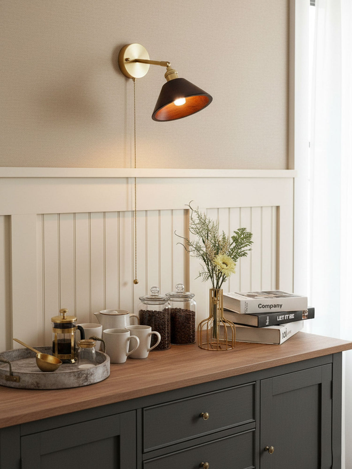 Vintage Wood Wall Lamp