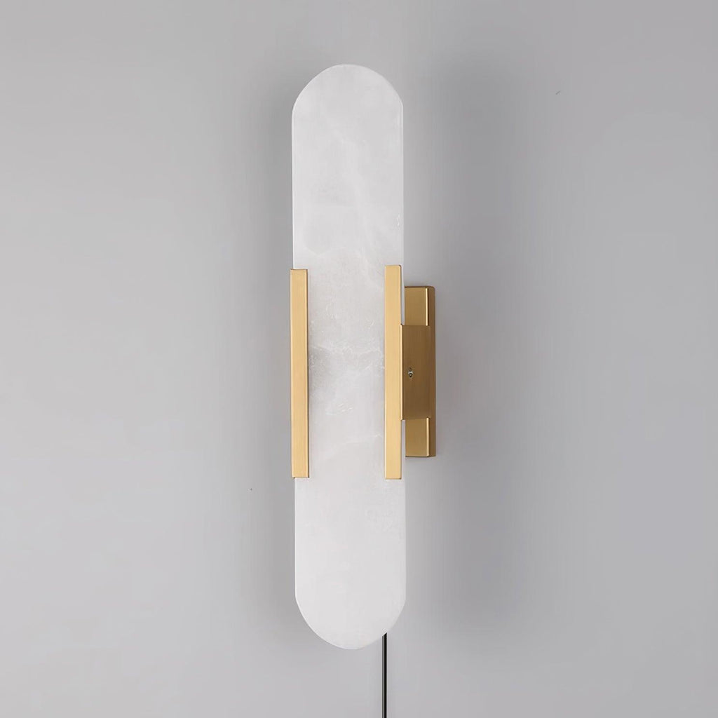 Oblong Alabaster Plug-in Wall Sconce