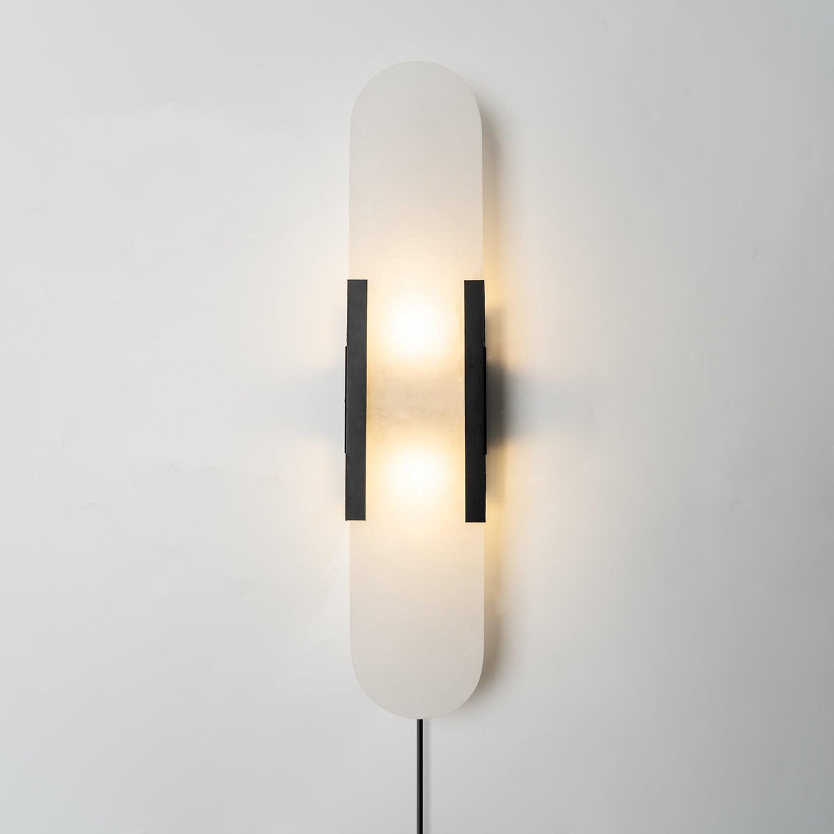 Oblong Alabaster Plug-in Wall Sconce