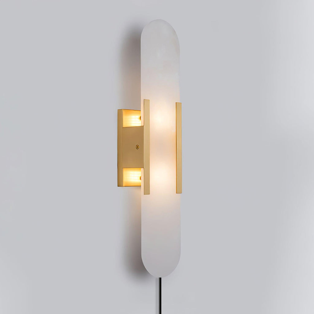 Oblong Alabaster Plug-in Wall Sconce