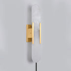 Oblong Alabaster Plug-in Wall Sconce