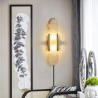 Oblong Alabaster Plug-in Wall Sconce