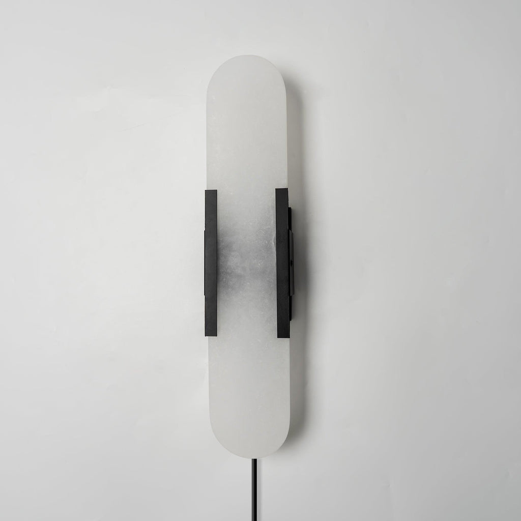 Oblong Alabaster Plug-in Wall Sconce