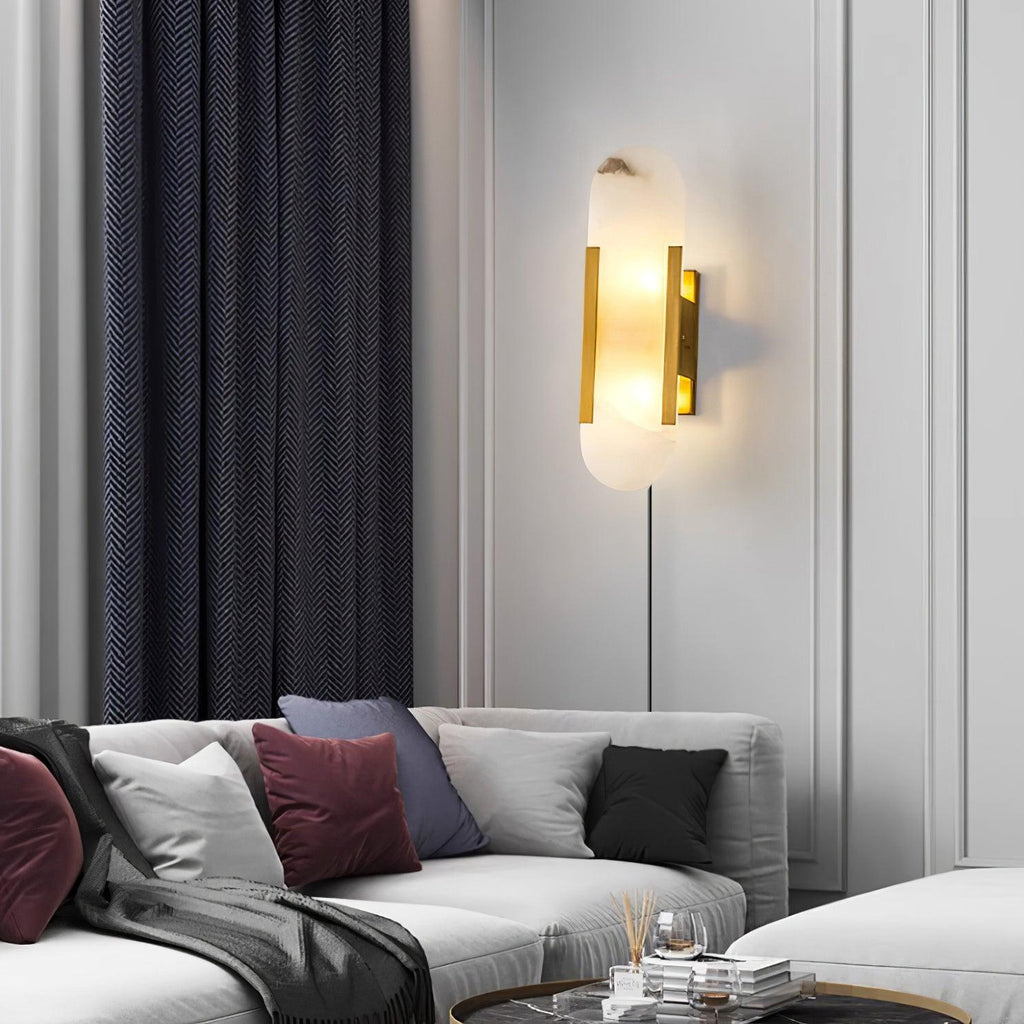 Oblong Alabaster Plug-in Wall Sconce