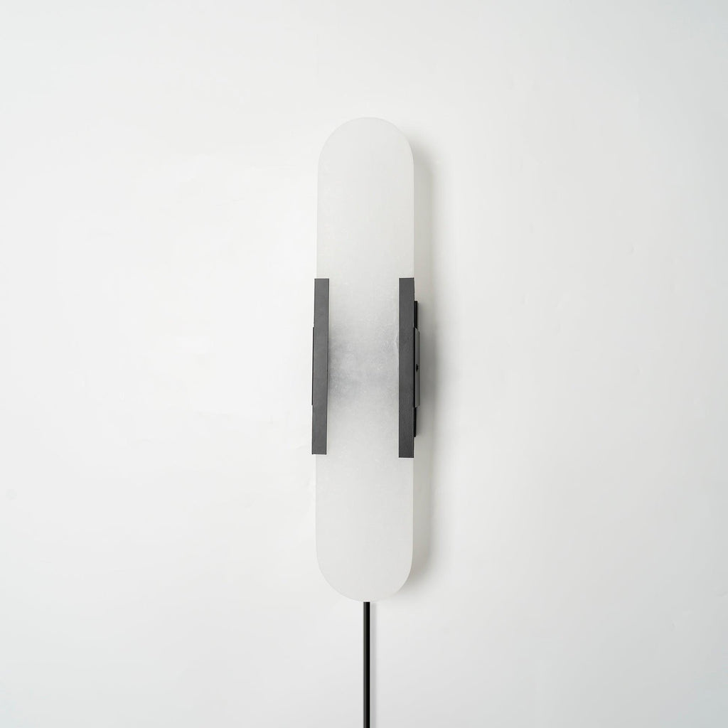 Oblong Alabaster Plug-in Wall Sconce