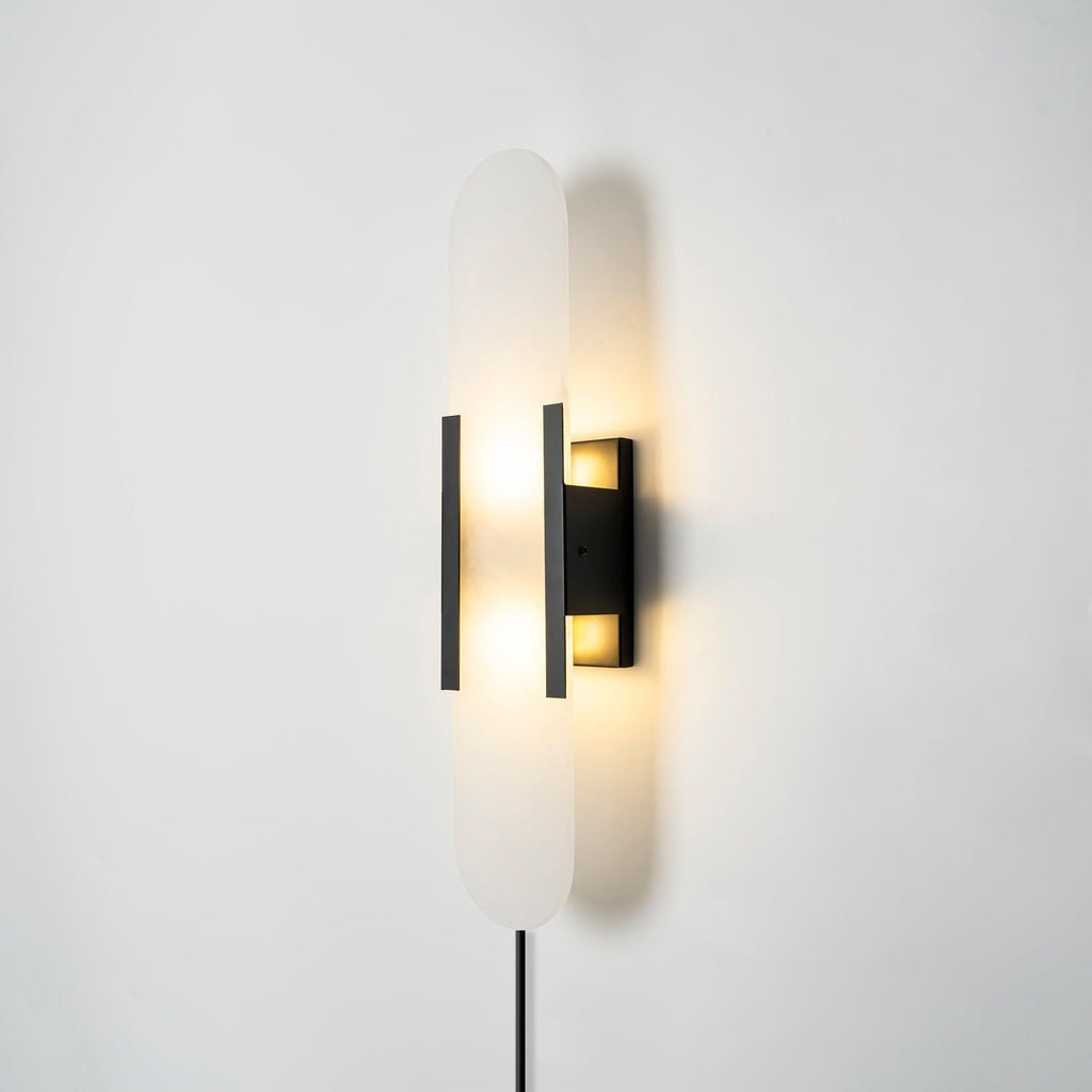 Oblong Alabaster Plug-in Wall Sconce