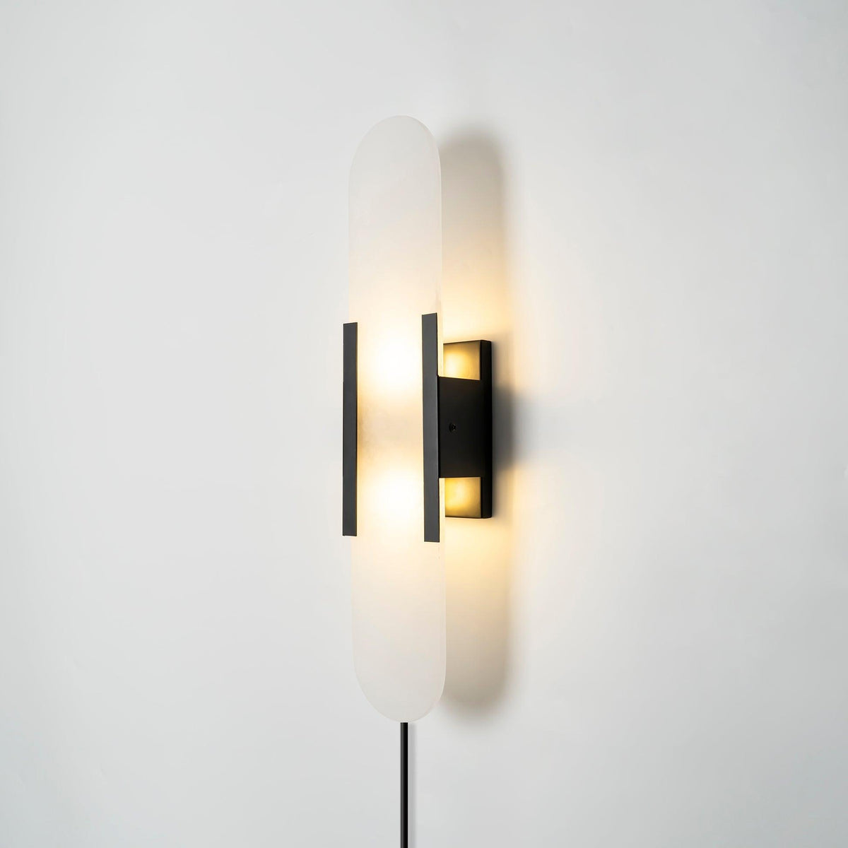 Oblong Alabaster Plug-in Wall Sconce