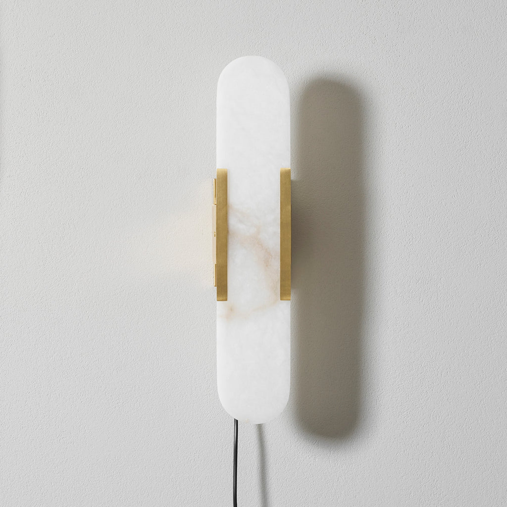 Oblong Alabaster Plug-in Wall Sconce