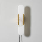 Oblong Alabaster Plug-in Wall Sconce
