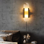Oblong Alabaster Plug-in Wall Sconce