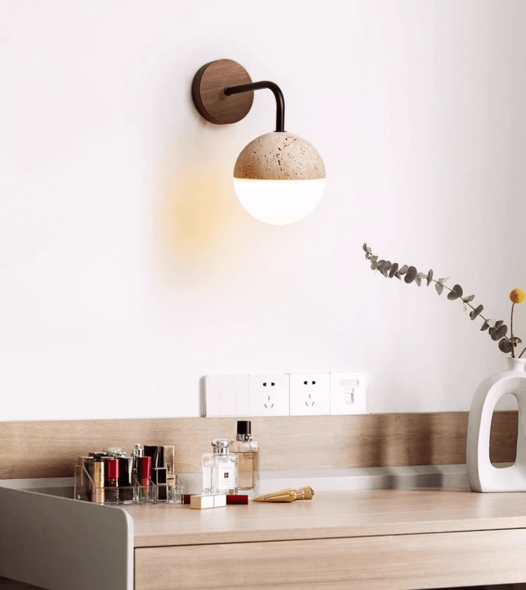 Lunar Stone Orb Sconce