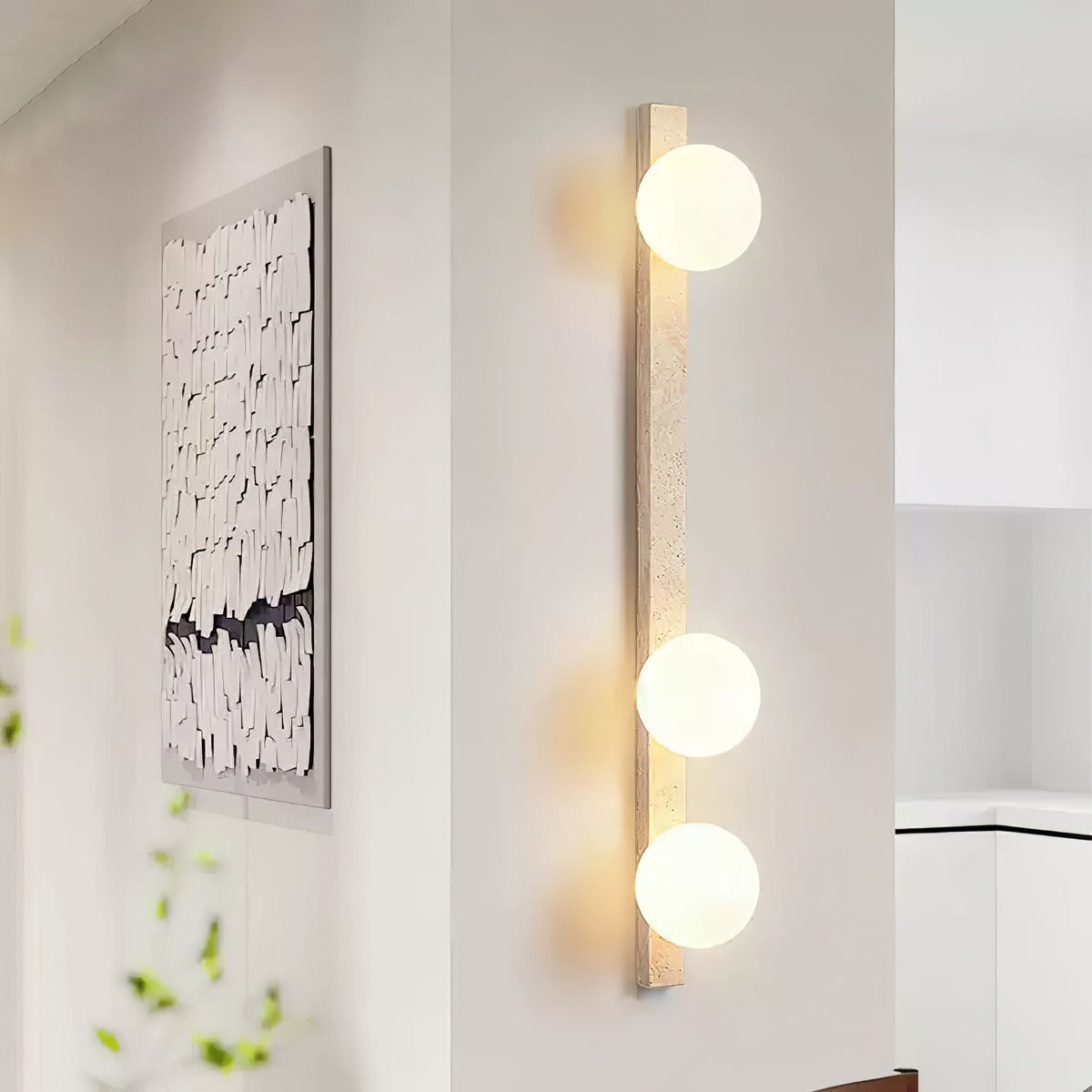 Vertical Travertine Wall Sconce