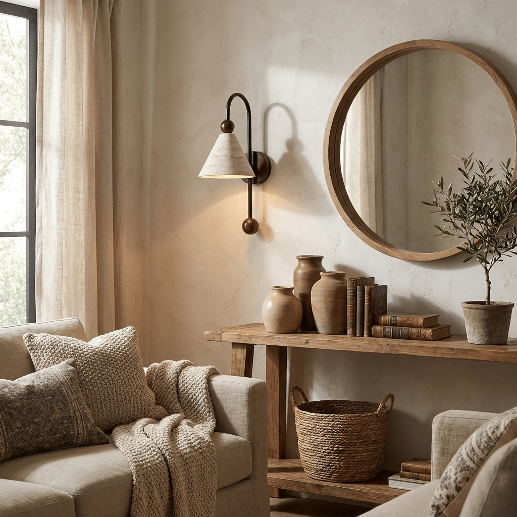Cone Travertine Arc Sconce