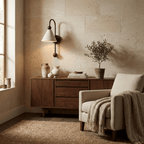 Cone Travertine Arc Sconce