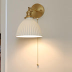 Brass Pleated Ceramic Wall Lamp