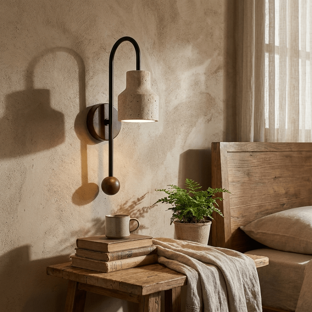 Bell Travertine Arc Sconce