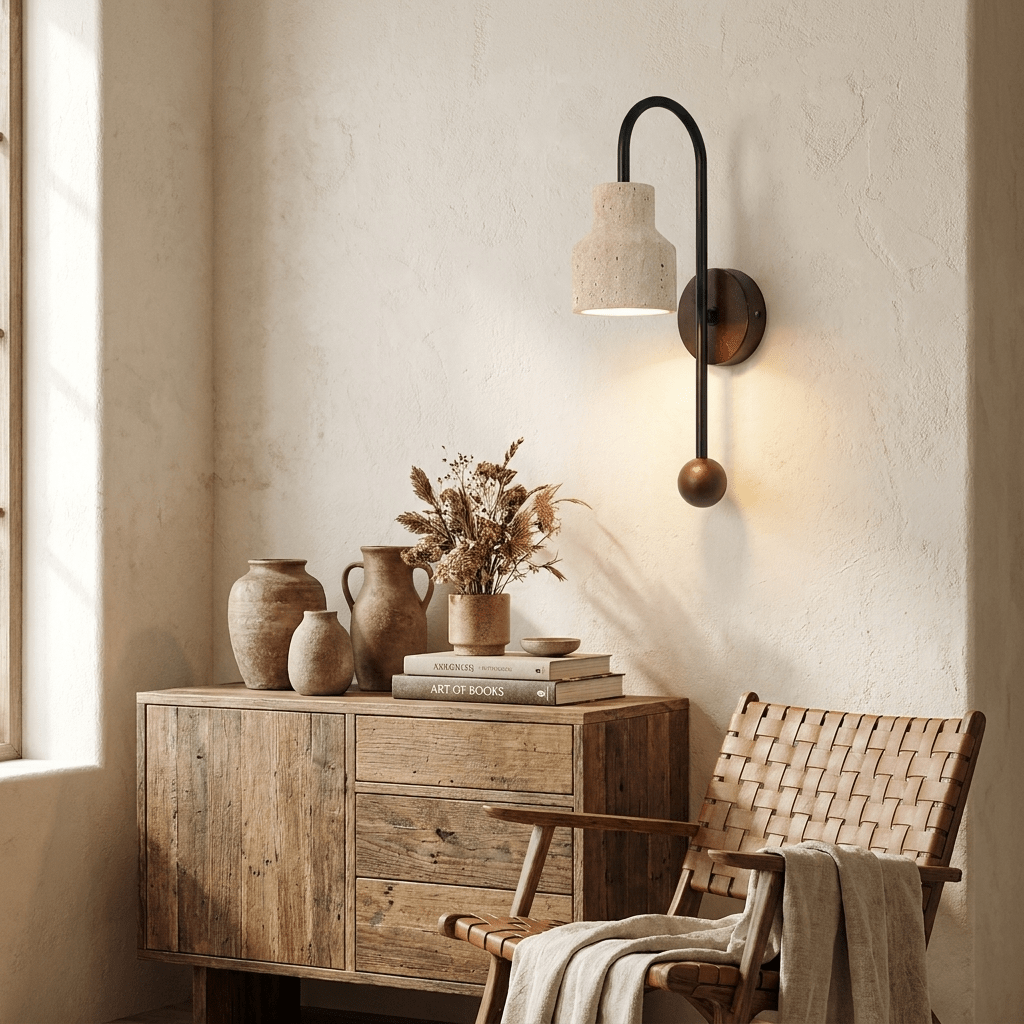 Bell Travertine Arc Sconce