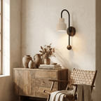 Bell Travertine Arc Sconce
