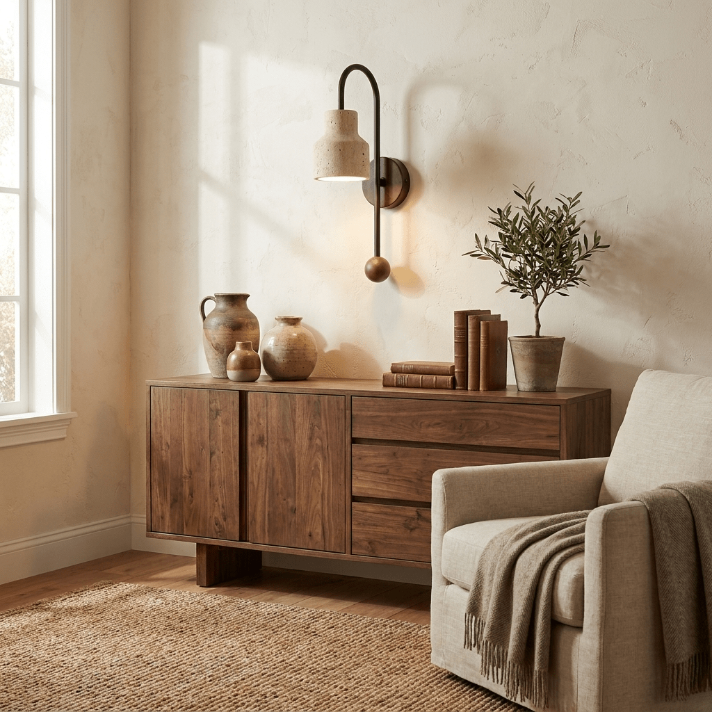 Bell Travertine Arc Sconce