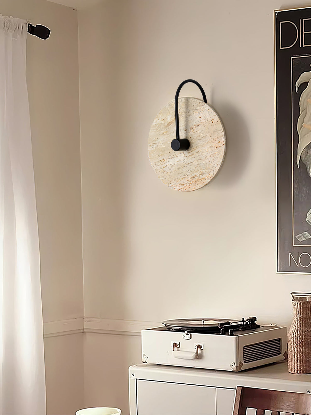 Round Travertine Wall Lamp