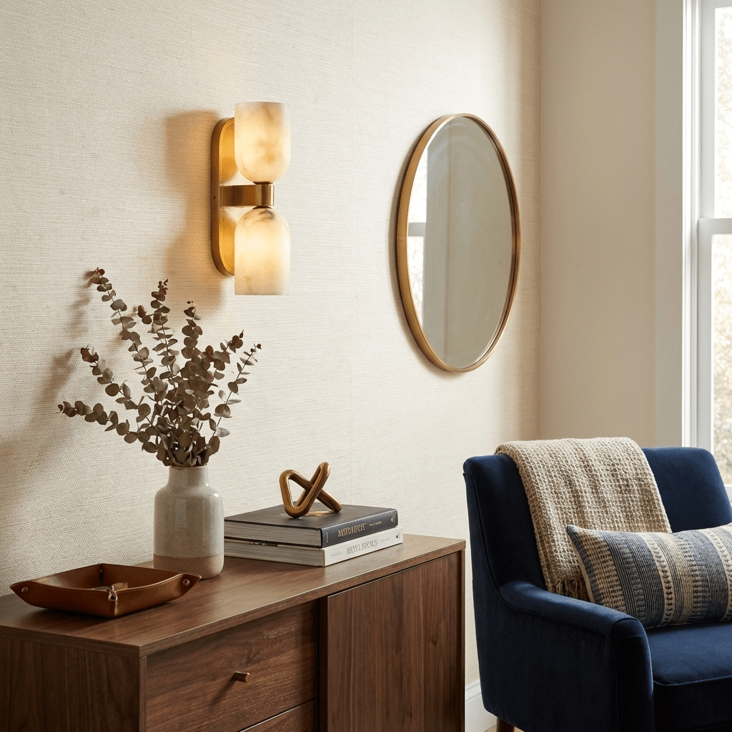Aurelian Twin Alabaster Wall Light