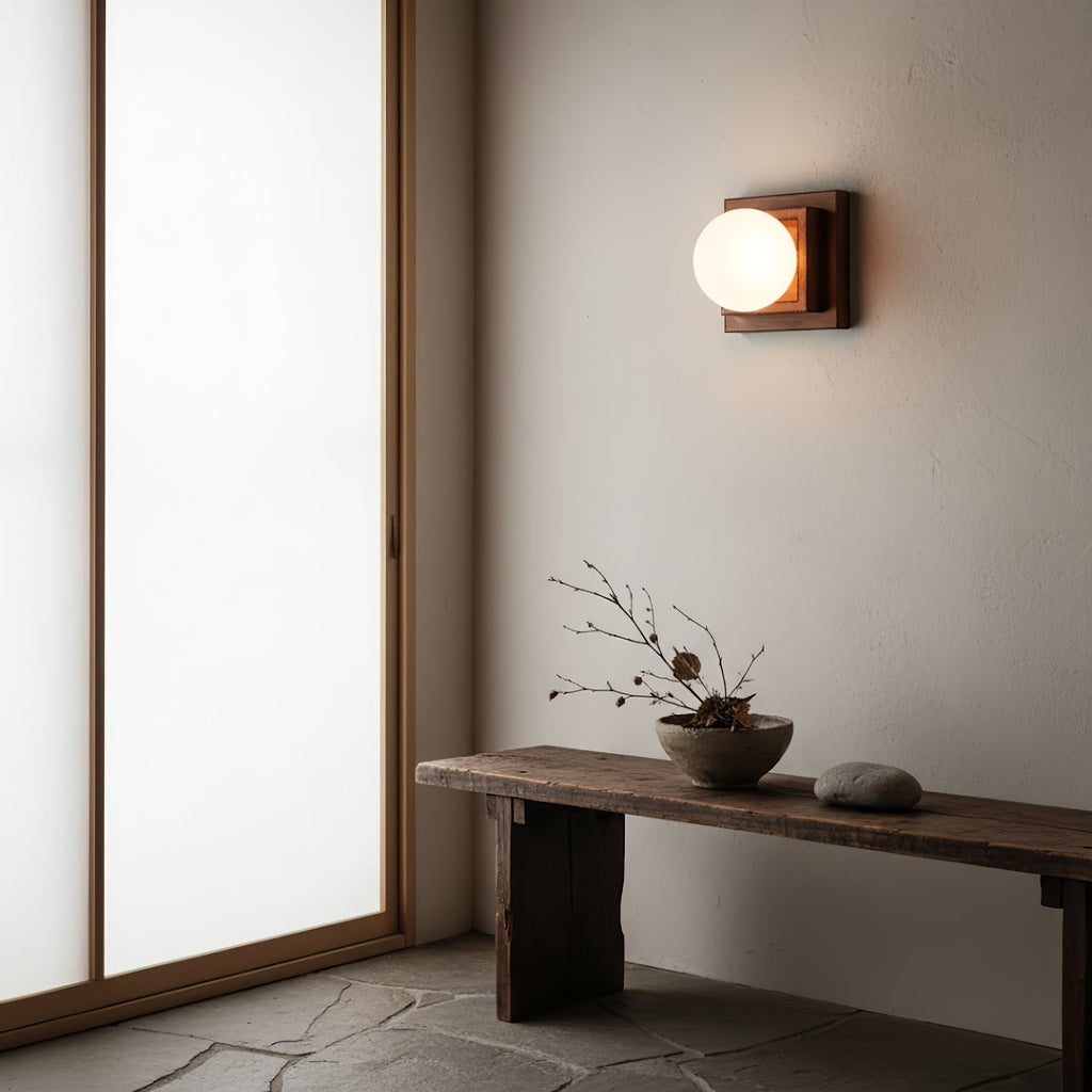 Wood Layered Globe Wall Sconce