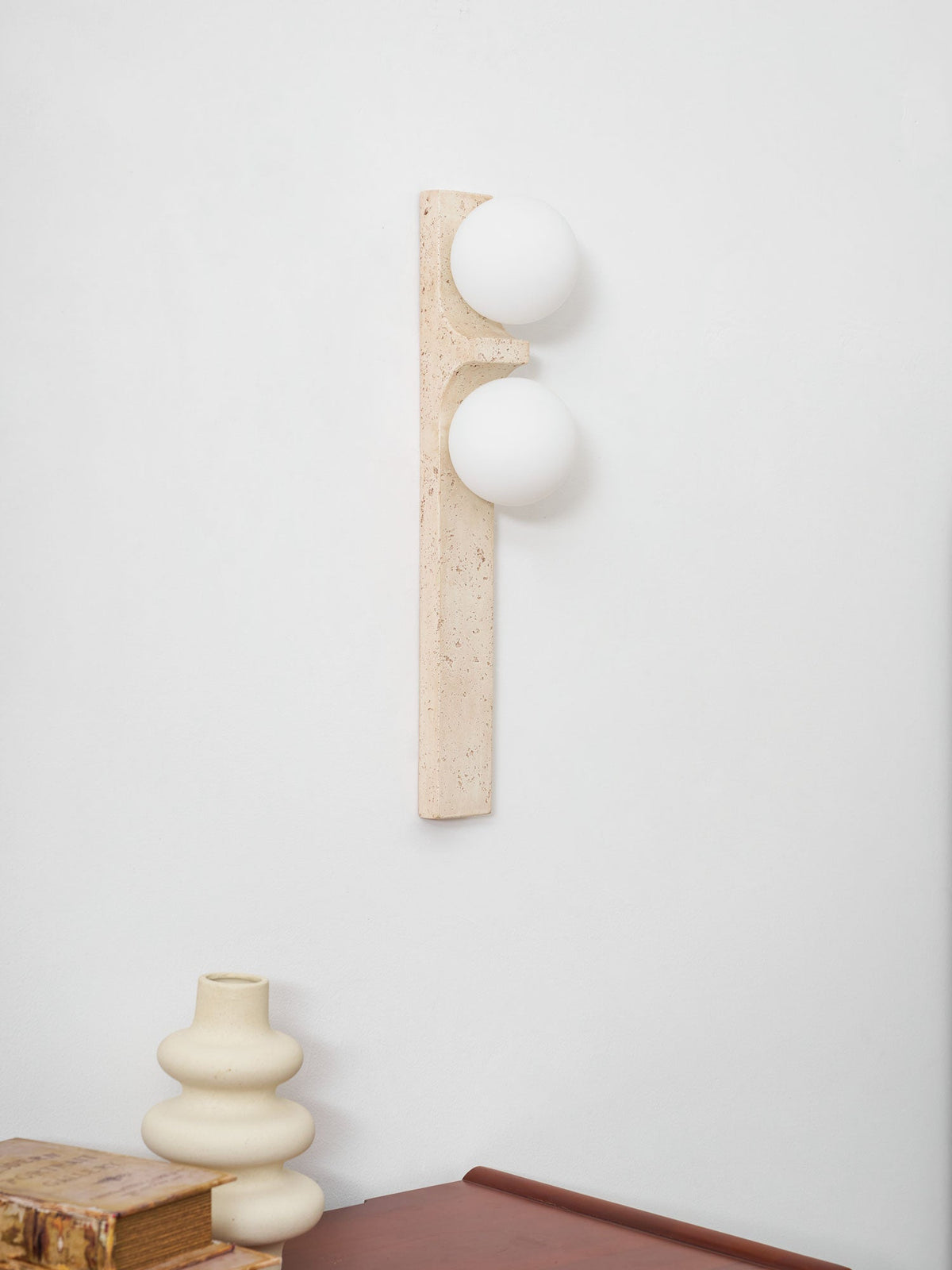 Asymmetrical Travertine Wall Sconce