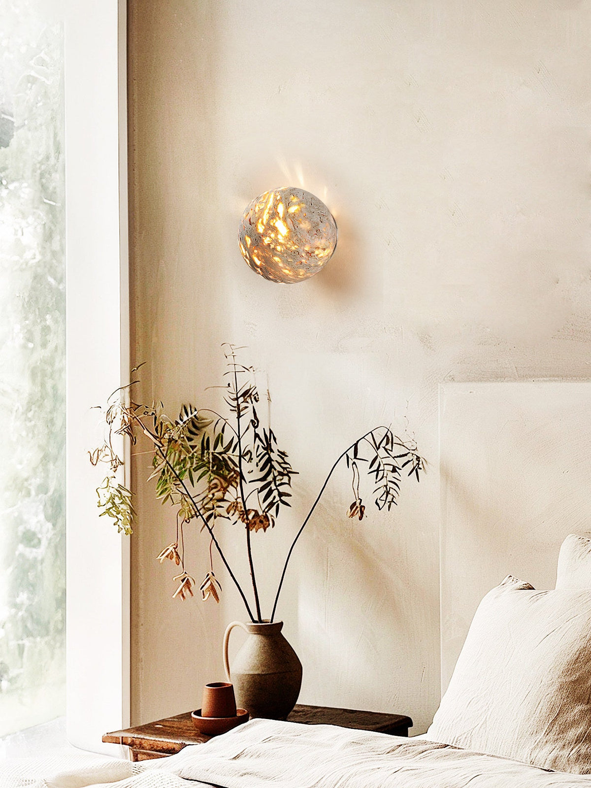 Luma Vein Stone Sphere Wall Light